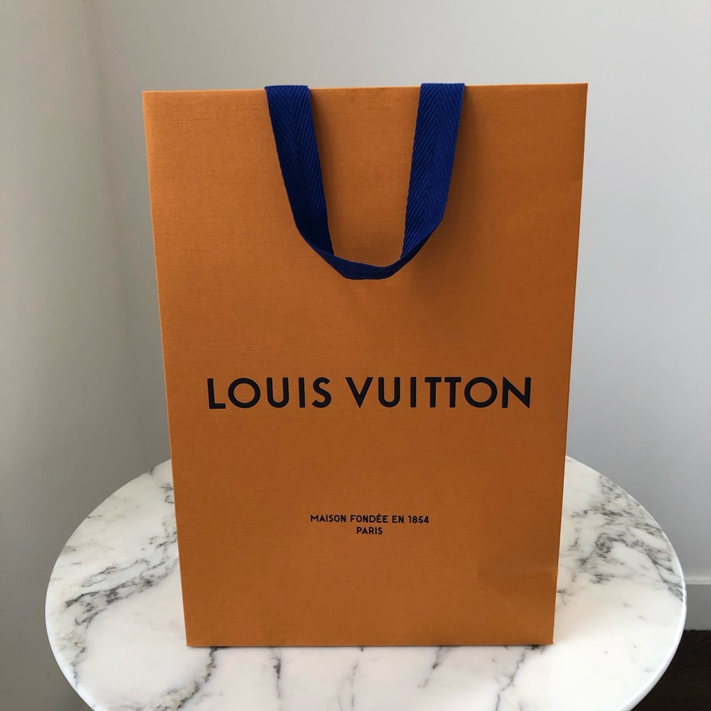 Louis Vuitton Gift Paper Shopping Bag Tote Orange NEW 14”x 10” Designer Luxury